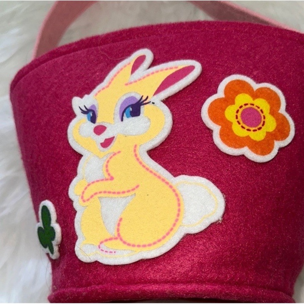 Disney Store Miss Bunny Felt Easter Basket Pink Bambi Rabbit Tote Bag NWT - Picture 3 of 14